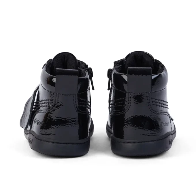Zapatos unisex para bebé Playflex Hi de charol arrugado, negros