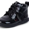 Zapatos unisex para bebé Playflex Hi de charol arrugado, negros