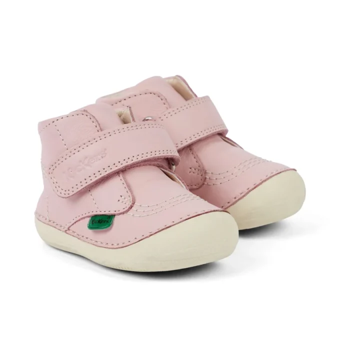 Zapatos unisex para bebé Softer Hi Baby de piel rosa claro
